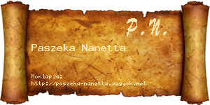 Paszeka Nanetta névjegykártya